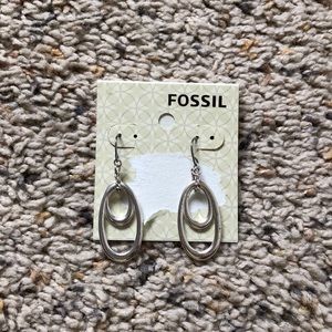 Silver fossil earrings
